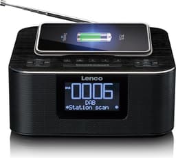 Lenco CR-650BK - Wekkerradio met DAB/FM - Bluetooth - Draadloos opladen - Zwart — thumbnail 1