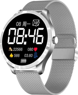 Belesy® Q9 PLUS - Smartwatch Dames – Smartwatch Heren - Horloge - 1.28 inch - Kleurenscherm - Stappenteller - Bloeddruk - Hartslag - 75+ Wijzerplaten – Sporten – Staal – Siliconen – Zilver – Blauw - Zwart - Kerstcadeau — thumbnail 2