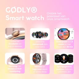 GØDLY Amoled Smartwatch - Sporthorloge - Horloge Dames & Heren - Bluetooth - GPS - Roze — thumbnail 5