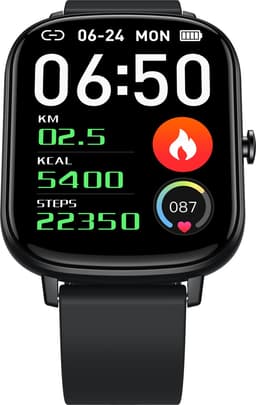 Belesy® PEARL 55 - Smartwatch Dames - Smartwatch Heren - Horloge - 1.7 inch – kleurenscherm – Stappenteller - Gezondheidsindicatoren – Je eigen foto als wijzerplaat - Siliconen – Zwart - Moederdag — thumbnail 5