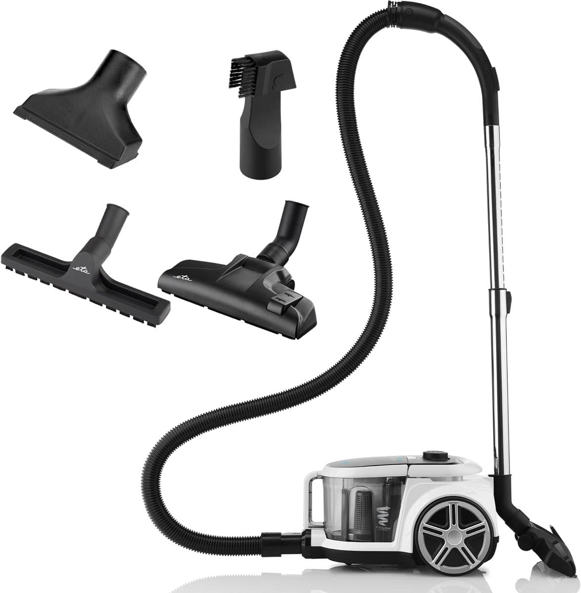ETA Stormy Home Stofzuiger zonder Zak met Opzetstukken – ECO-motor, HEPA 13 Filter en 360° Draaibaar - Actieradius 9 Meter – 2,2 Liter – Zwart — afbeelding 1