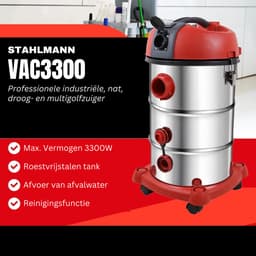 STAHLMANN VAC3300 industriestofzuiger nat en droog; 30L tank, geïntegreerd stopcontact, krachtig 3300W, met en zonder zak, blaasfunctie, machineaansluiting, professioneel apparaat, industriële stofzuiger — thumbnail 5