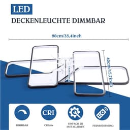 Smart Lamp Ventilator - Dimbaar - LED Plafond Ventilator - Zwart/Wit - Moderne Kroonluchter Ventilator - 90 cm - Woonkamerlamp — thumbnail 5