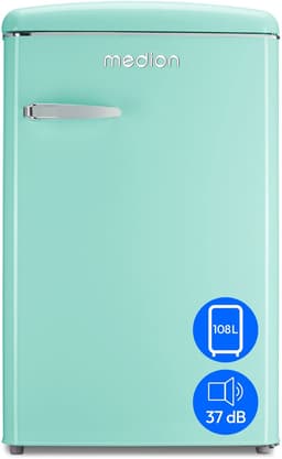 MEDION retro koel-vriescombinatie (95L koelkast, 13L 4-sterren vriesvak, 108 liter inhoud, LED interieurverlichting, traploze temperatuurregeling, retro design, MD 37790) — thumbnail 1