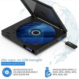 DVD Speler met HDMI - Externe DVD Speler - Blu Ray Spelers – Portable - Zwart — thumbnail 4