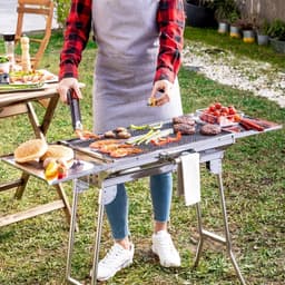 Bbq - Camping Bbq - Barbecue - RVS - Vouwbare Bbq - Bbq Houtskool - Multifunctionele Zijplanken — thumbnail 1