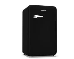 Klarstein Mini-Koelkast Audrey Evo 90L retro Mini Koelkast - Stil 40 dB, Compacte Kleine Koelkast met Verstelbare Voeten, Omkeerbare Deur, mechanische Thermostaat, Zwart - voor Hotelkamer voor Slaapkamer - Geruisloos - Mini Fridge