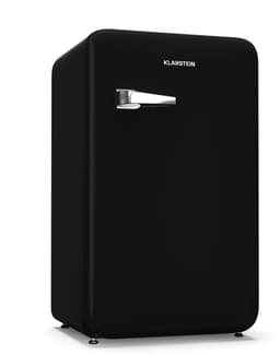 Klarstein Mini-Koelkast Audrey Evo 90L retro Mini Koelkast - Stil 40 dB, Compacte Kleine Koelkast met Verstelbare Voeten, Omkeerbare Deur, mechanische Thermostaat, Zwart - voor Hotelkamer voor Slaapkamer - Geruisloos - Mini Fridge — thumbnail 1
