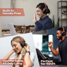 PowerLocus Boom - Koptelefoon Bluetooth - 60 uur batterijduur – Over Ear Koptelefoon Draadloos – 4 EQ-modi - Met Microfoon - Oranje/Grijs — thumbnail 5