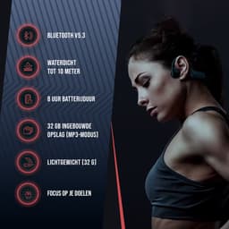 Tech Essentials Hydro X10- Sport oordopjes - Bone Conduction Headphone - Open Ear Oortjes - Draadloze Bluetooth Koptelefoon - Zwemmen - Hardlopen - 32GB Geheugen - IPX8 Waterdicht - Zwart — thumbnail 2