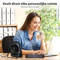 Gadgetplace Tafelventilator Draadloos - Windsnelheid Verstelbaar - Batterij Indicatie - Mini USB ventilator - Bureau ventilator - Hand Fan — thumbnail 2