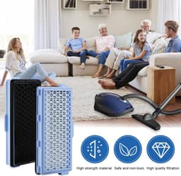 Actieve Hepa Filter Set 2 Stuks Geschikt Voor Miele Classic Compact C1, Complete C2 & C3 - Vervangbaar - Stofzuiger Onderdelen - Stofzuigerfilter - Filter Onzuiverheden - Blauw — thumbnail 4