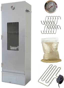 Eurocatch Rookoven Set Big One - Gebruiksklaar geleverd - Hoogte 120cm - Verzinkt Metaal - Met kijkvenster - Incl. Thermometer, Rookhaak en Visrooster - Extra Elektrisch Spiraal & Rookmot — thumbnail 1