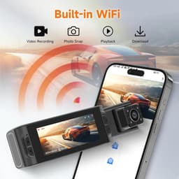 Dashcam voor en achter met 3,16 inch IPS-scherm en WiFi-verbinding - 1080p HD autobeveiligingscamera — thumbnail 3