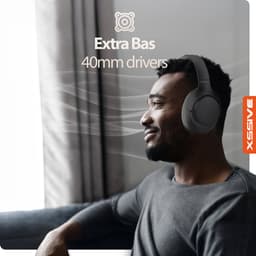 Draadloze Bluetooth Koptelefoon Noise Cancelling - Hybrid ANC - Bluetooth 5.3 - 60 Uur Batterij - Headset met Microfoon Noise Cancelling ENC - Koptelefoon met draad modus - Extra Bass - Equalizer App - Zwart — thumbnail 2