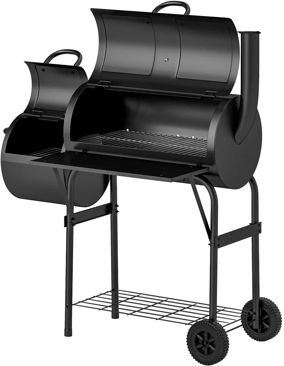 Premie Houtskool barbecue - Smoker Barbecue - 2-in-1 ontwerp - BBQ voor buiten, tuin - Zwart — afbeelding 1