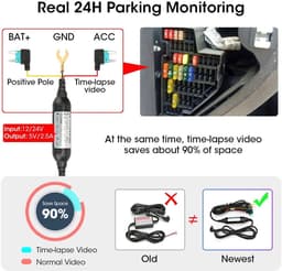 Dashcam - Dashcam voor Auto - Autospiegel - met Vaste Bedrading - 24-uurs Parkeermonitor - Videorecorder - 1080p - Dubbele Dashcam - 170° Groothoeklens - Timelapse-video - Loop-opname - G-sensor - 10 inch - Zwart — thumbnail 5