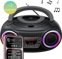 Denver Draagbare Radio CD Speler Kinderen - Bluetooth - Lichteffecten - Boombox - AUX - FM - TCL212BT - Grijs — thumbnail 2