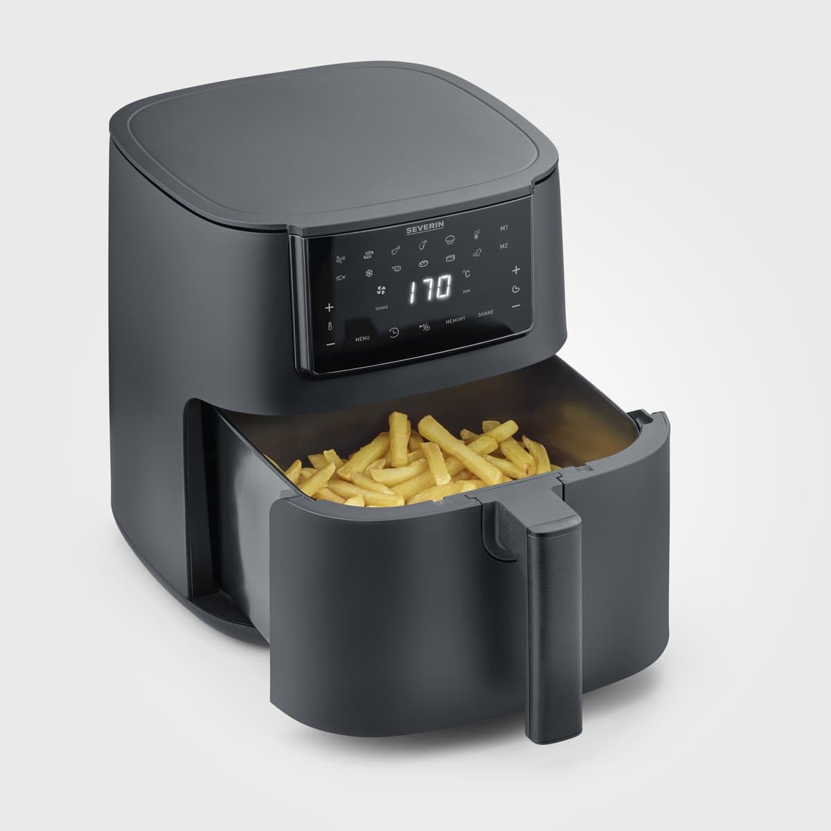 Severin FR 2462 Black Line Single XXL - Airfryer - Hetelucht friteuse - Touchscreen - 7 Liter - 12 Automatische programma's - 1700 Watt – Zwart — afbeelding 1