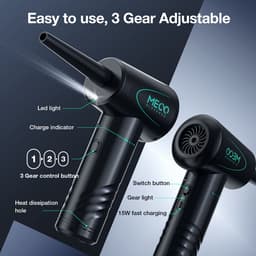 Elektrische Stofblazer Persluchtnevel, 3-Snelheden 100000 RPM Elektrische Stofblazer, 7Kpa Draadloze Toetsenbord PC Reiniging voor Laptop, Kantoorapparatuur, Sofa, Type-C Snel Opladen — thumbnail 5