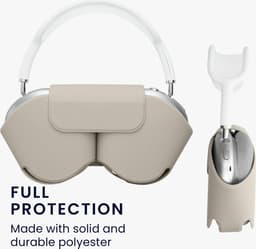 kwmobile cover voor over-ear koptelefoon - Compatibel met Apple AirPods Max / AirPods Max 2 - Van polyester - In lichtgrijs — thumbnail 4