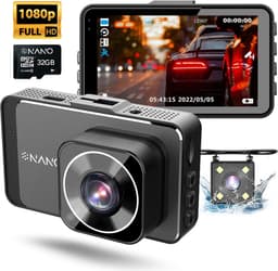 Nanocam M19 32gb dashcam voor auto met achter camera - Full HD + Vga resolutie - Parkeerbeveiliging - 32gb MicroSD - Zuignap en sticker houder - 170 graden kijkhoek - Nachtzicht - 3.0 inch IPS LCD scherm — thumbnail 1