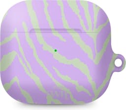 xoxo Wildhearts hoesje geschikt voor AirPods 4 - Main Character - Ook als telefoonhoesje verkrijgbaar - schokbestendige case - koptelefoonhoesje - Matte afwerking - Beschermhoes met zebraprint - dierenprint hoesje - Paars - Groen — thumbnail 1