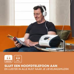Lenco Draagbare Radio CD Speler - Stereo FM Radio en AUX – Werkt ook op batterijen - SCD-24 Wit — thumbnail 4