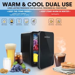 Mini koelkast 4 liter - Draagbare koelkast voor 6 blikjes, mini koeler en warmer voor slaapkamer, auto en reizen — thumbnail 4