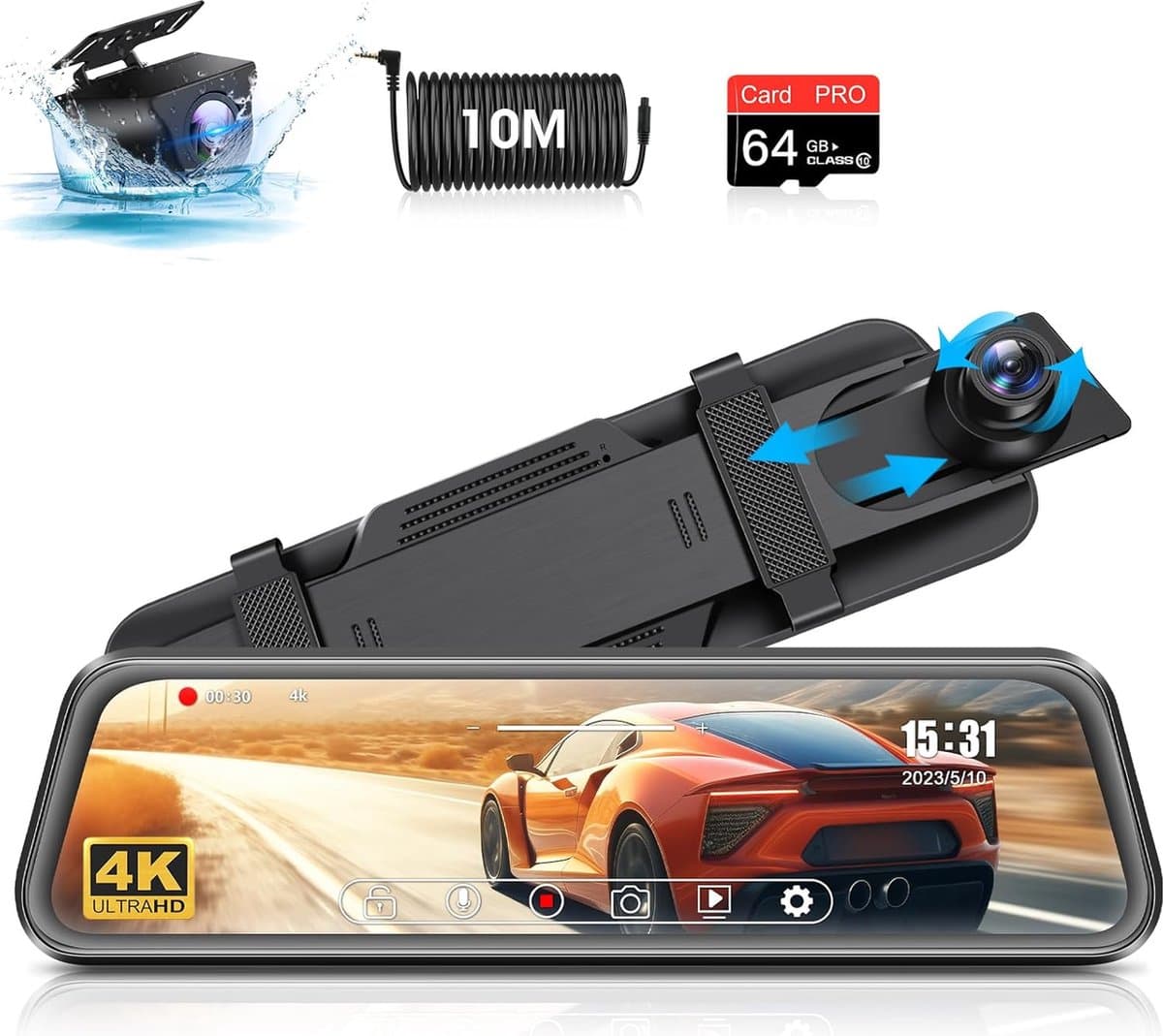 Lexium Dashcam voor auto - Dashcam - Dashcam voor auto voor en achter - Dashcam voor en achter - Dashcam voor en achter draadloos - Dual dashcam — afbeelding 1