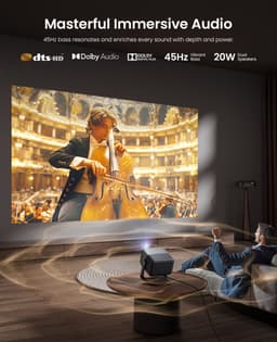 JMGO N1S Ultra 4K - 2.800 ANSI lumen - Beamer- Projector- drievoudige laserprojector voor Netflix - cardanische directe beeldcorrectie- 300 inch - Blu-ray 3D- HDR10- 20W dubbele speakers met DTS-HD en DD+ — thumbnail 4