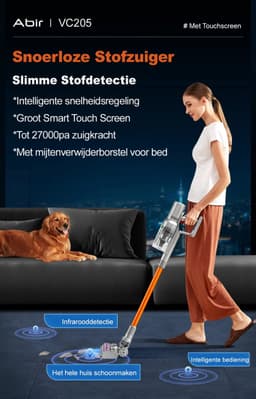 SILET® Snoerloze Steelstofzuiger - ABIR - 27000PA - Slimme Stofsensor - LED Touchscreen - Automatische Snelheidsregeling — thumbnail 5