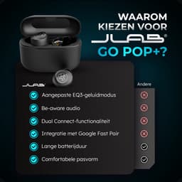 JLab Go Pop Draadloze Oordopjes - Bluetooth Oortjes Draadloos - 35 uur Batterijduur - Met Microfoon - Geschikt voor Android en Apple - Zwart — thumbnail 5
