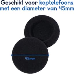 Ibley Zachte foam oorkussens 45mm - 10 stuks / 5 paar - universeel geschikt - Spons oordop kussens - voor hoofdtelefoons - Zwart — thumbnail 2