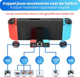 Good2know Nintendo Switch Dock Set - Multifunctioneel 5 in 1 Docking station geschikt voor Switch & OLED - Ultra HD - 4K HDMI - Oplaadstation - TV/Monitor aansluiting voor Schermprojectie - Inclusief thumb grips — thumbnail 3