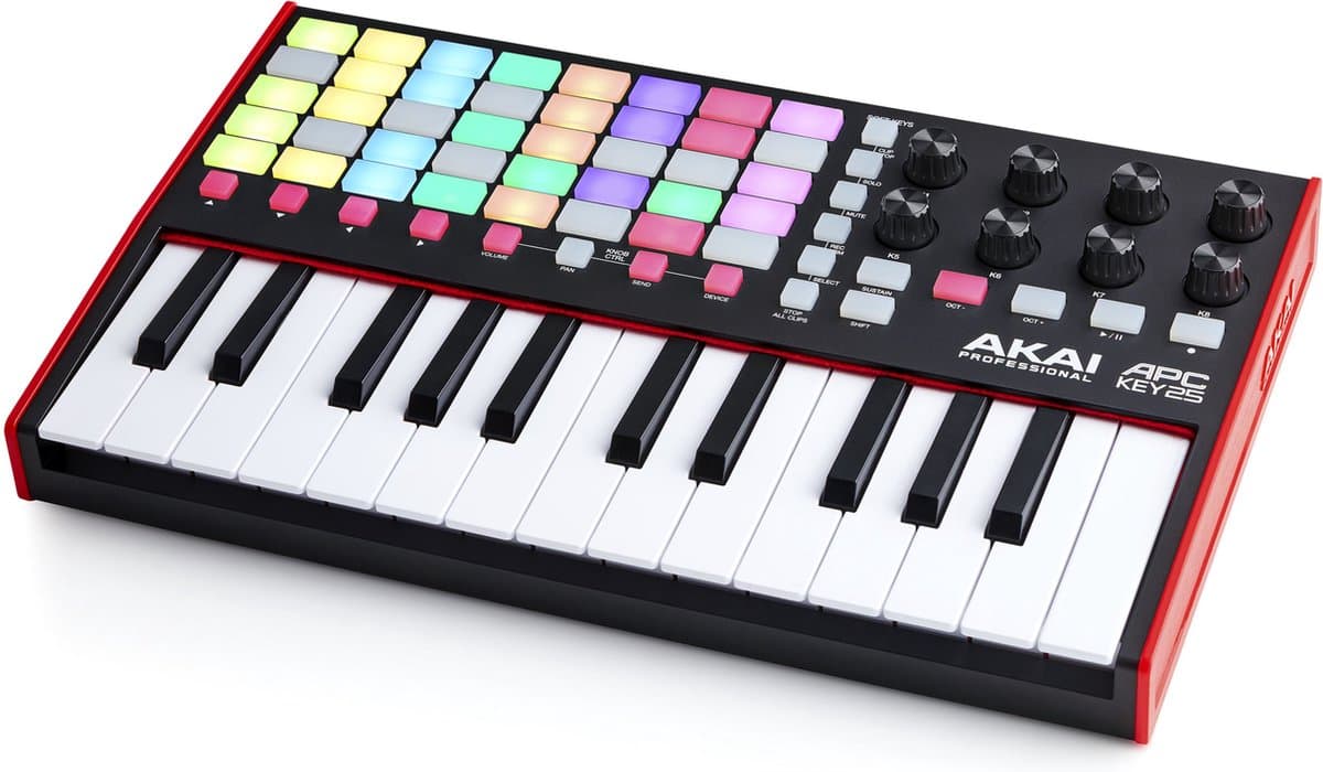Akai Professional APC Key 25 MK2 - USB MIDI-Keyboardcontroller met 25 Toetsen voor het Lanceren van Clips, Bevat 40 RGB-Pads en 8 Draaiknoppen — afbeelding 1