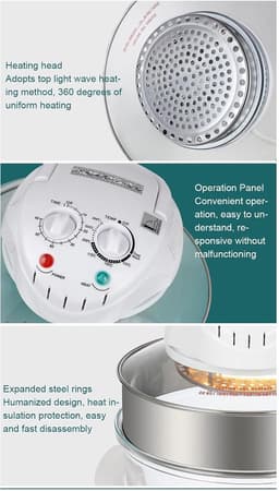 Luchtfriteuse, 360 Graden Zichtbare Olievrije Voedselfriteuse, 12 Liter Elektrische Friteuse met Ontdooifunctie, 1200-1400 W, 65-250 ℃ Temperatuur, 60 Minuten Timer, — thumbnail 4
