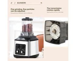 Multifunctionele Keukenmachine – Blender – Food Processor – Sapmaker – IJscrusher – Grote Inhoud 3L+1,5L+0,5L – Krachtige 9500W Motor – Stille Frequentie Technologie