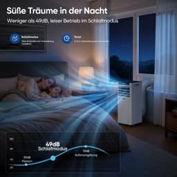 Mobiele airconditioner 7000 BTU 3-in-1 koeler met ontvochtiger stille slaapmodus timer R290 2000 W — thumbnail 5