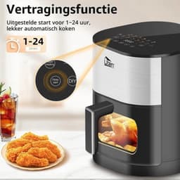 Heteluchtfriteuse Dual Zone - 2000 W Vermogen - 5,5 Liter Inhoud - Roestvrij Staal - Olievrij Bakken - Airfryer — thumbnail 5