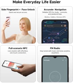 DOOGEE Note 60 Smartphone - 6,56" - Android 16 - 32GB(3+29) RAM - 128GB ROM - 6150 mAh - Lichtgewicht 190 g - 3,5 mm hoofdtelefoonaansluiting - NFC - GPS - Zwart — thumbnail 2