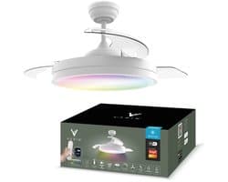 Varin® Smart Ventilator met verlichting - Wit - Tuya Wifi - Ø 50cm/108cm - 30W DC - Super stil - Smart lamp - Plafondlamp slaapkamer - Plafonniere woonkamer - Plafondlampen - Plafond lamp - Verlichting kinderkamer - Ventilator