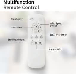 Plafondventilator – 132 cm – 6 Snelheden – ABS – Zwart – Zonder Verlichting – Afstandsbediening – Omkeerbare DC-motor voor Binnenruimtes — thumbnail 3