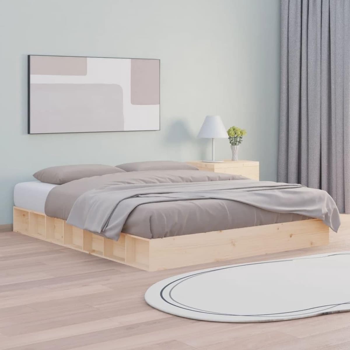 Bedframe familiebed palletbed massief houten bed 120x200 cm — afbeelding 1