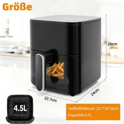 zonder olie, 4,5 l, zwart — thumbnail 3