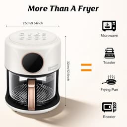 Heteluchtfriteuse, 4,2 liter, 1200 W, met kijkvenster LCD Touch, timer en 6 programma's, temperatuurinstelling 80-200 °C, voor gezond koken, bakken, grillen, wit — thumbnail 2