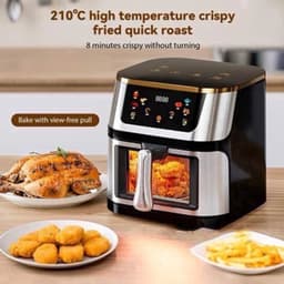 Airfryer - XXL – Heteluchtfriteuse – 2400W/2800W – 12L - RVS & Touchscreen – Multifunctionele Elektrische Friteuse - Olievrij Frituren - Zwart — thumbnail 5