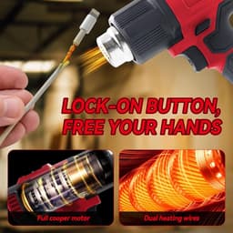 Wireless Heat Gun for Milwaukee 18V Li-Ion Battery with 5 Nozzles, 400W 500°C Heat Gun for Crafts, Heat Shrink Hose - ShopVlot — thumbnail 4