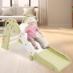 Glijbaan voor kinderen, opvouwbare kinderglijbaan voor binnen en buiten, tuinglijbaan voor peuters, afgeronde hoeken, bespaart ruimte, groen — thumbnail 5