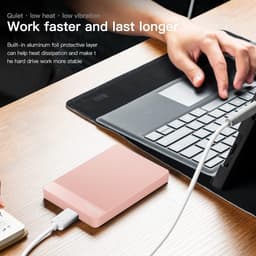 Externe Harde Schijf 500 GB - USB 3.0 HDD - Ultra Slim, Stil en Draagbaar - Plug & Play - Roze — thumbnail 2